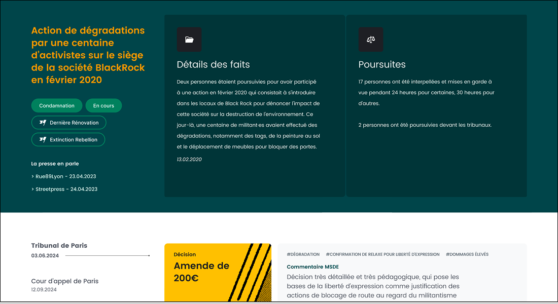 écran de détail d'une audience